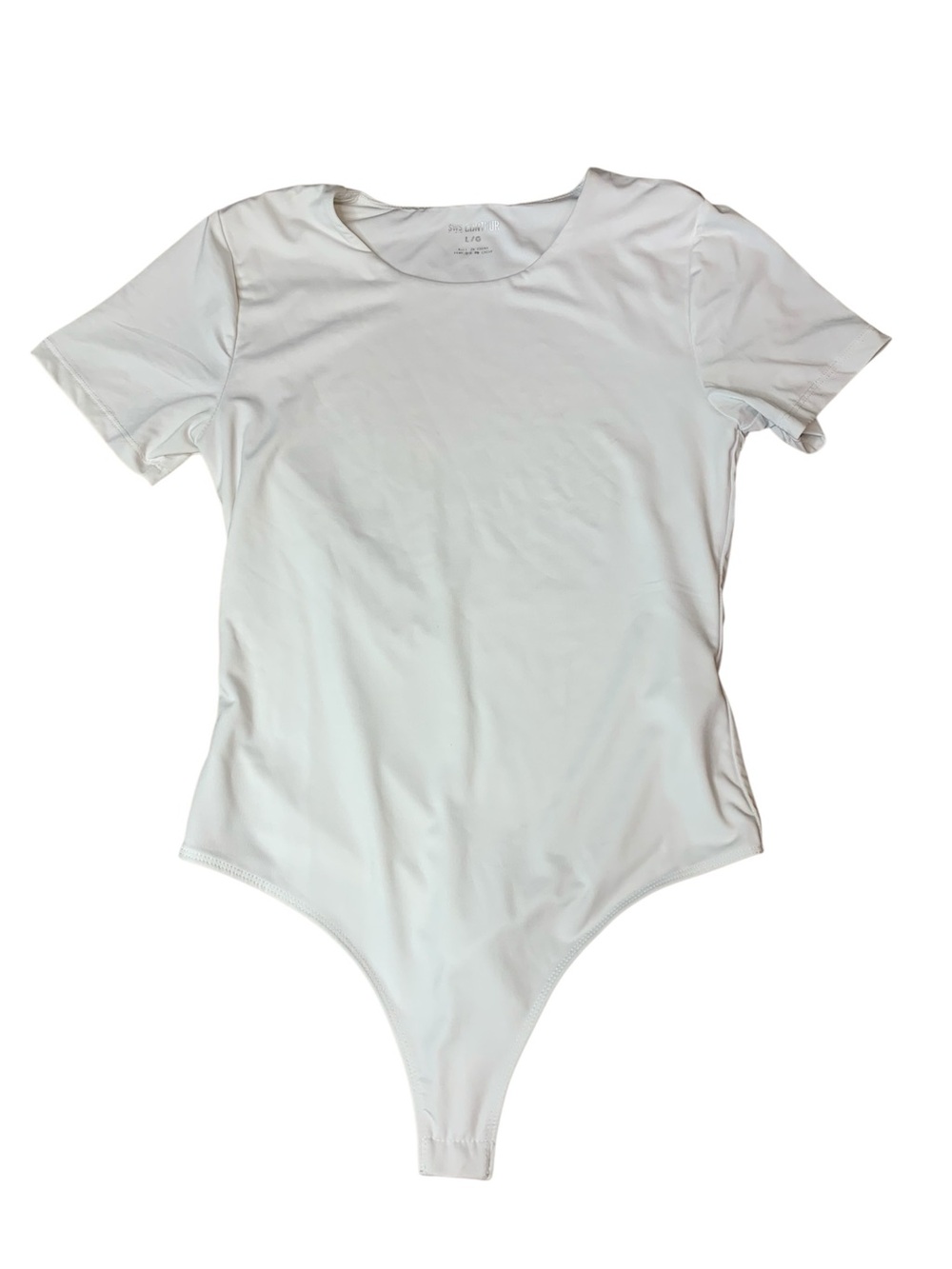 SWS Contour White Short Sleeve Thong Bodysuit Size L
